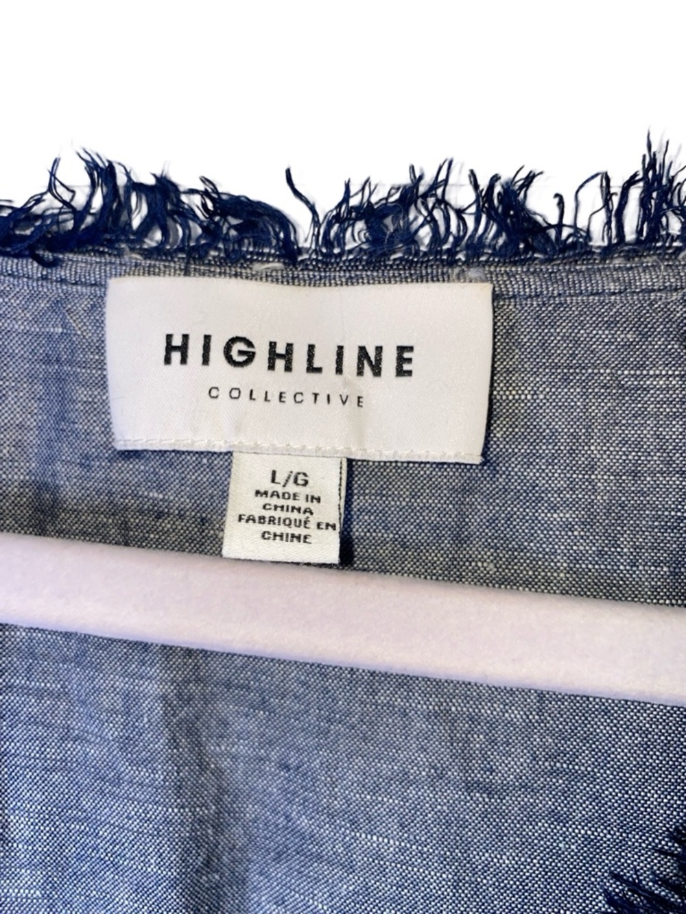 Highline Collective Blue Fray Detail Shift Dress with Fringe Hem - Picture 3 of 4